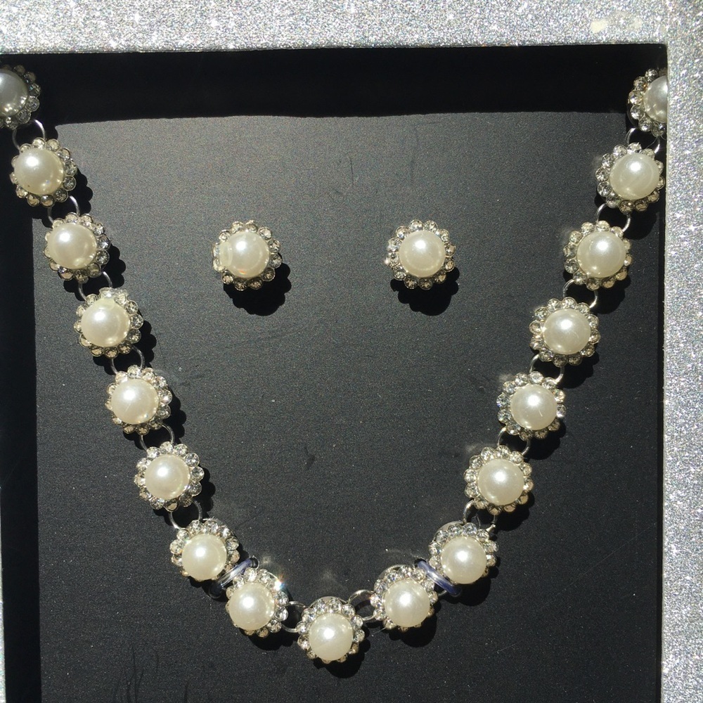 Genuine Crystal Necklace and Earring Matching Set